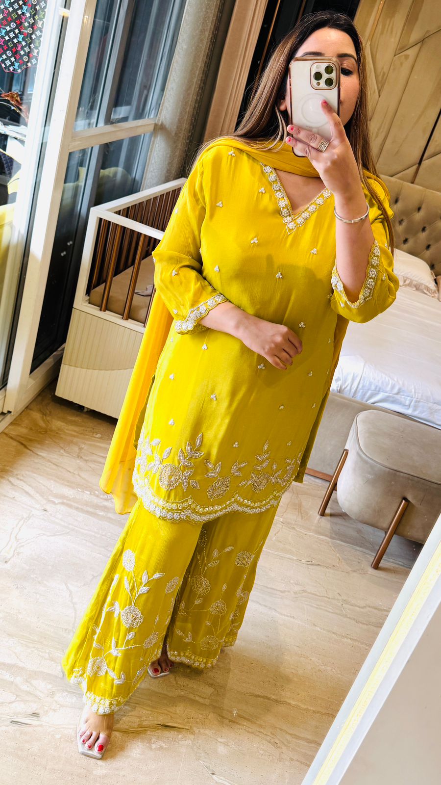 Orvya Plazo Suit Set- Yellow